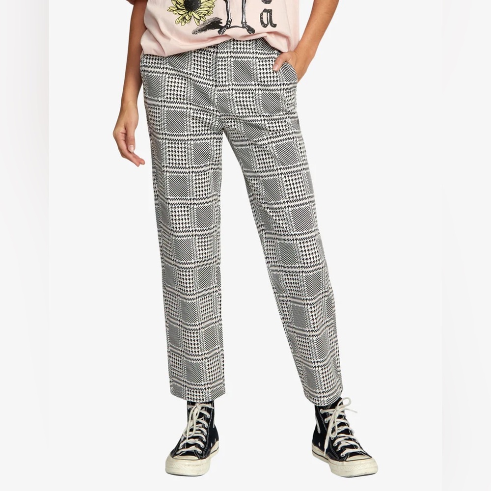 SIZE 27 - RVCA Cropped Houndstooth Plaid Chino Pant